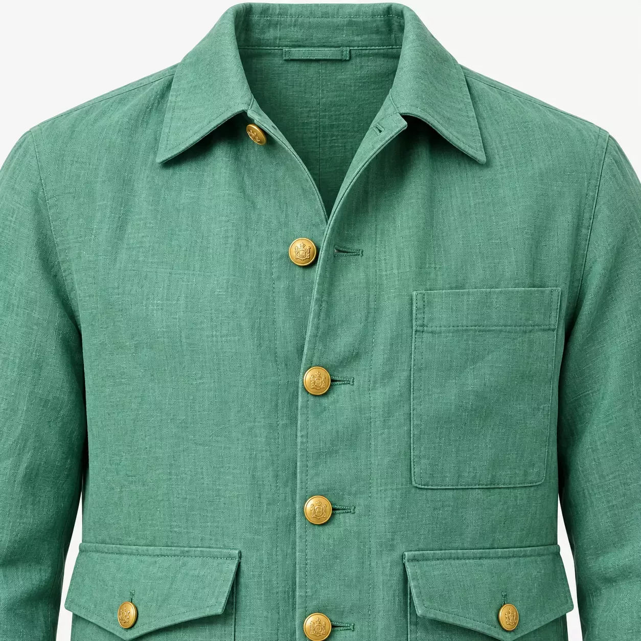Veste Saharienne Homme en Lin à Boutons Dorés