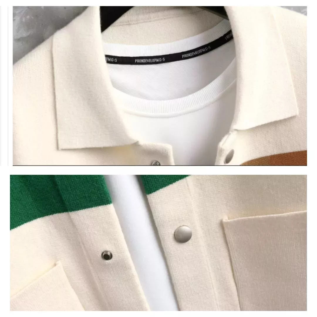 Cardigan Pull Homme à Rayures Contrastantes