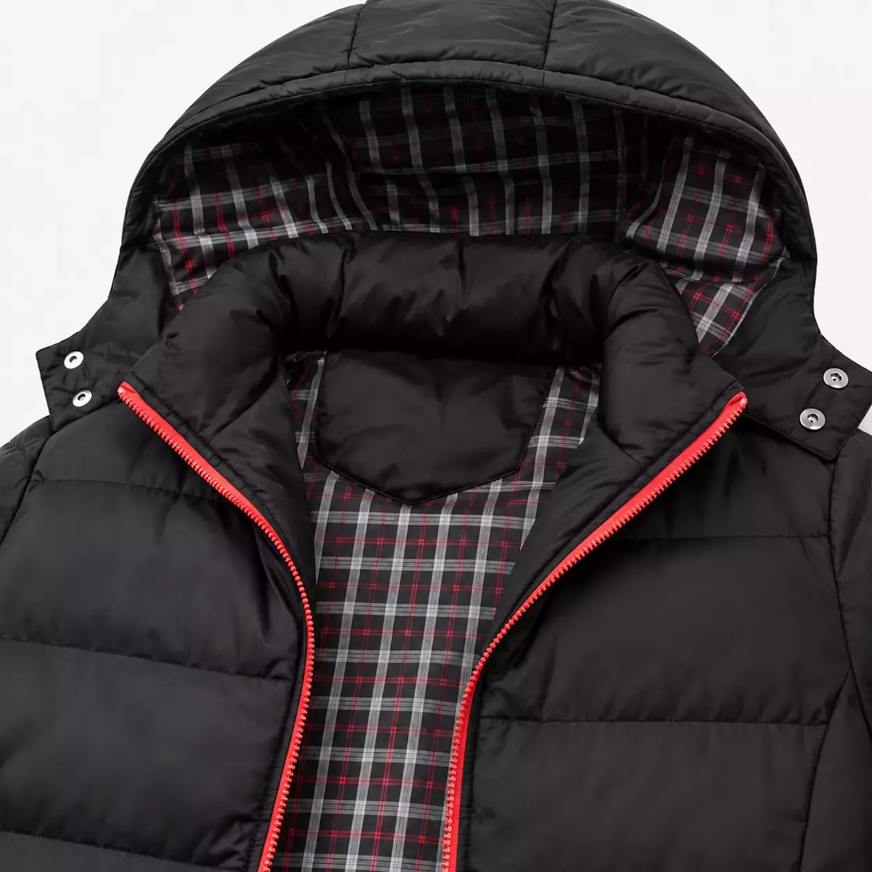 Doudoune Homme à Capuche doublure écossaise