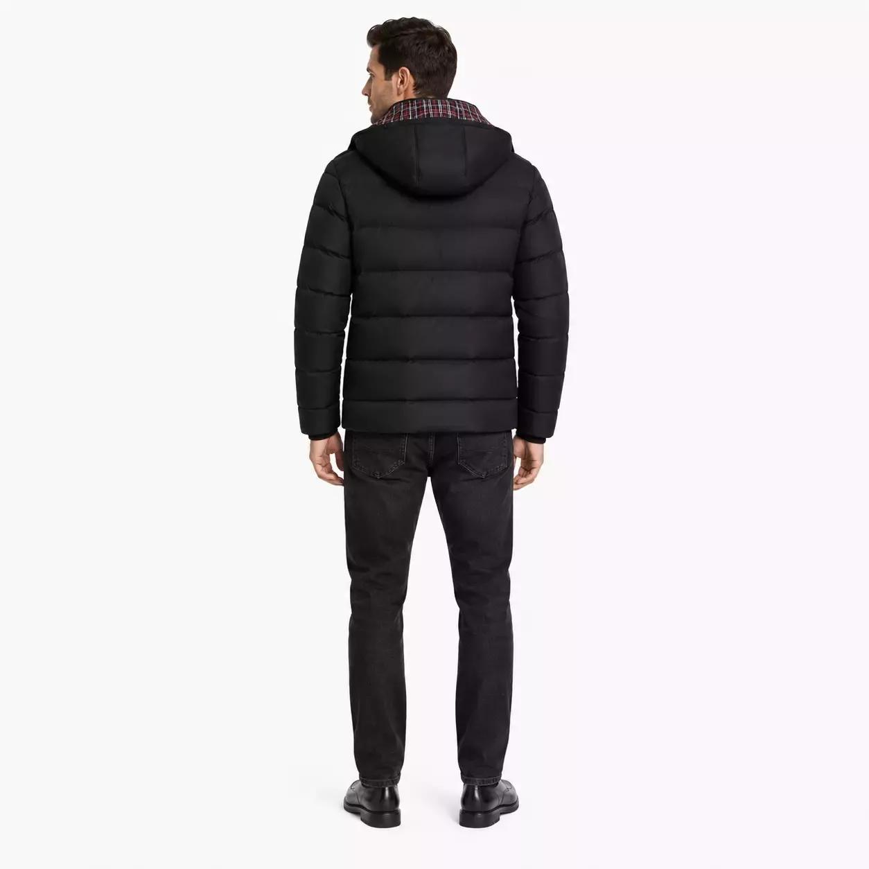 Doudoune Homme à Capuche doublure écossaise