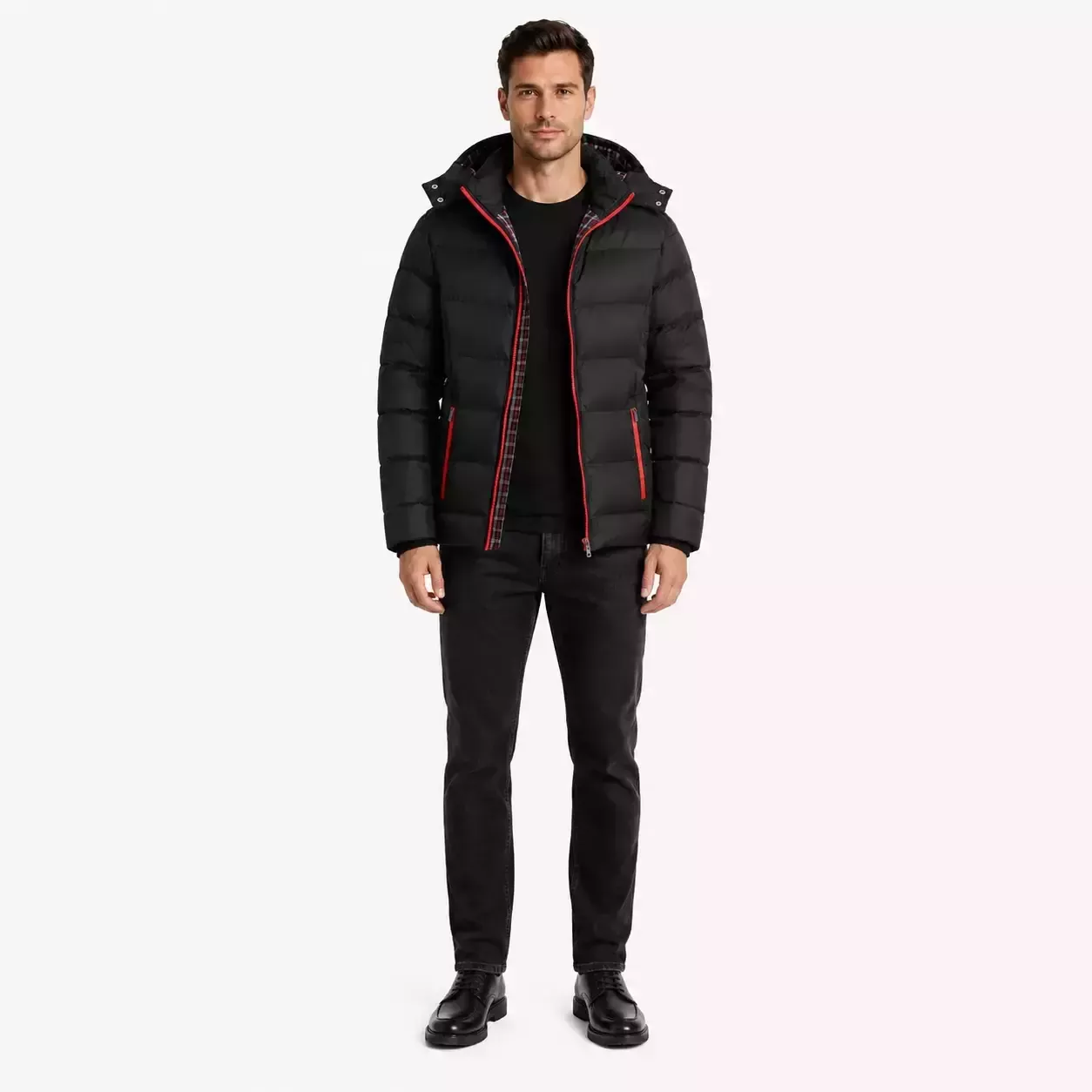 Doudoune Homme à Capuche doublure écossaise