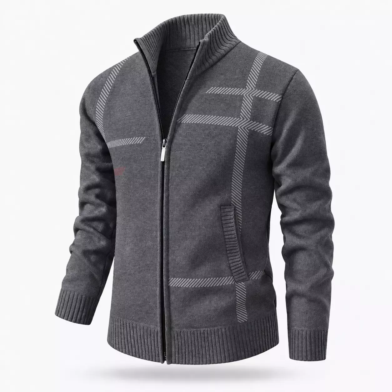 Cardigan Homme  Col Montant Motif Graphique