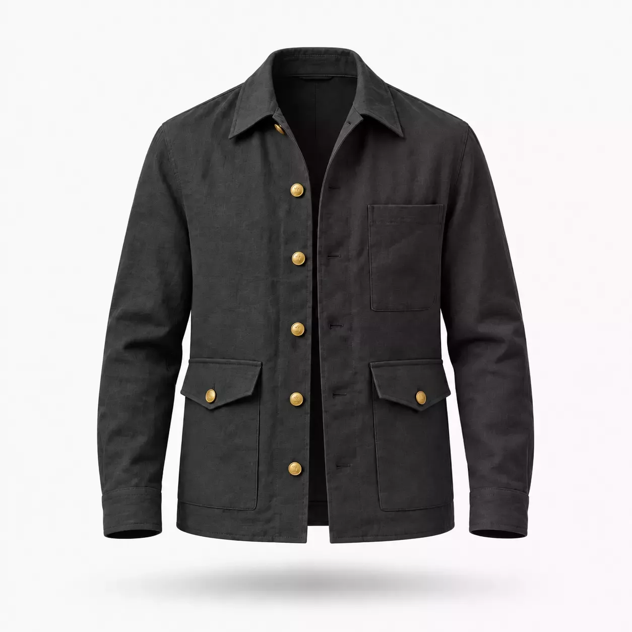 Veste Saharienne Homme en Lin à Boutons Dorés