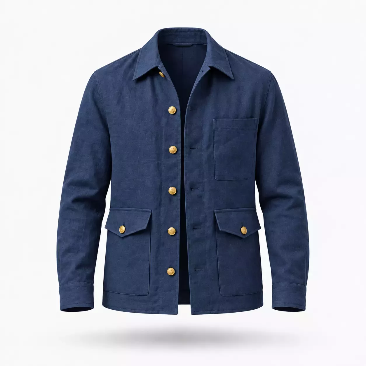Veste Saharienne Homme en Lin à Boutons Dorés