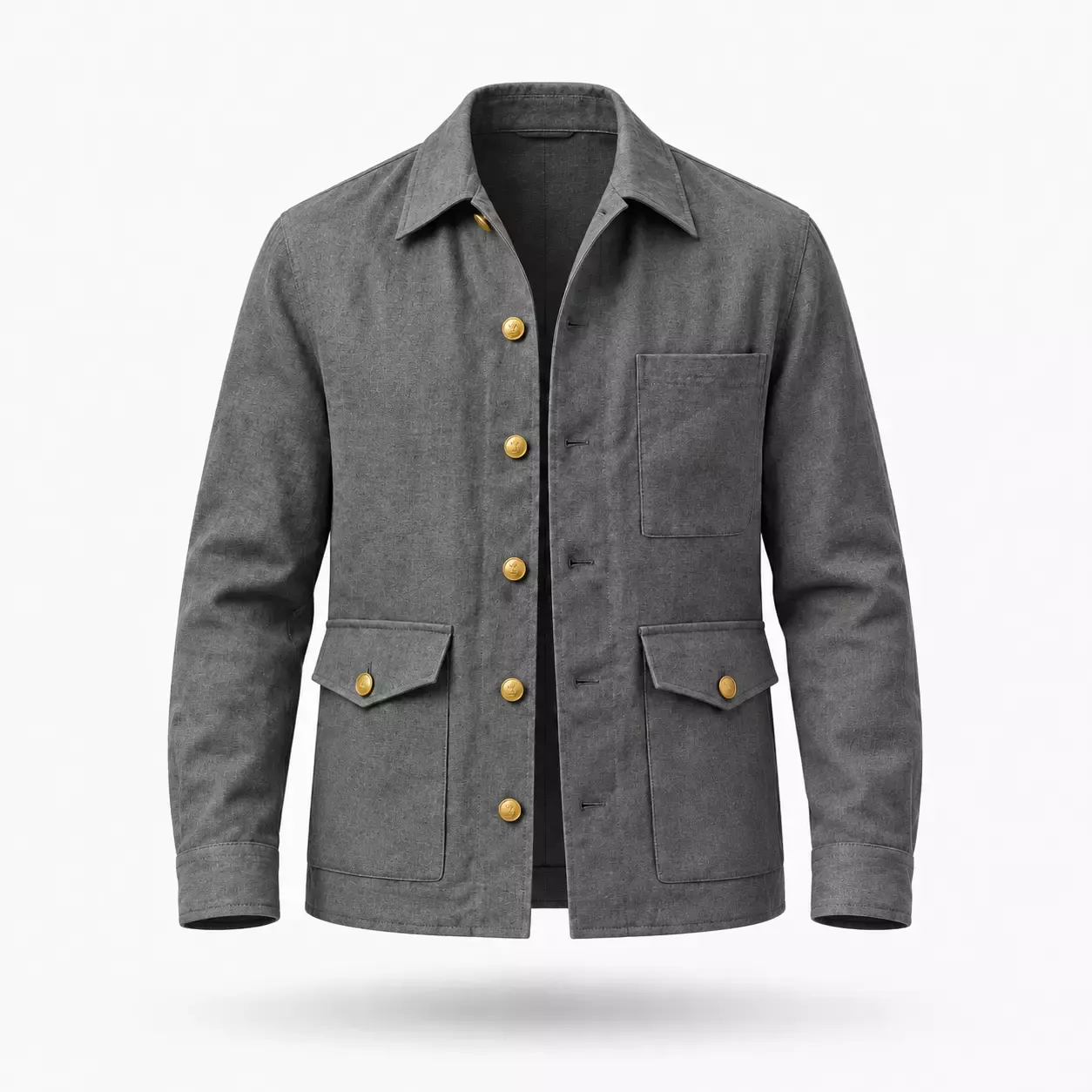 Veste Saharienne Homme en Lin à Boutons Dorés