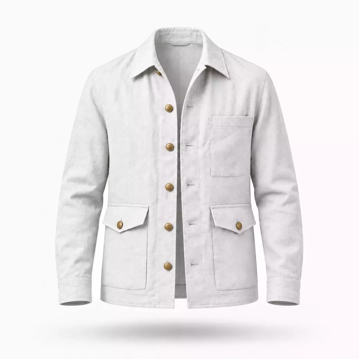 Veste Saharienne Homme en Lin à Boutons Dorés