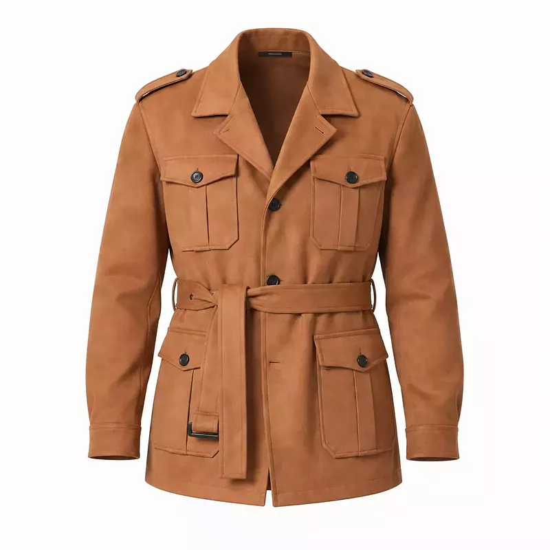 Veste saharienne homme vintage multi-poches