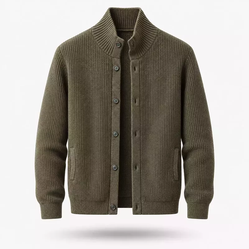 Cardigan Homme Épais à Col Roulé